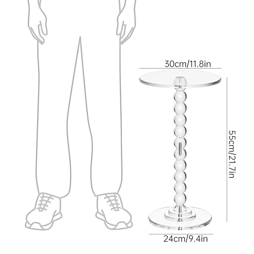 Acrylic Side Table - Round Top End Table with Solid Post - Clear, Normal Variation