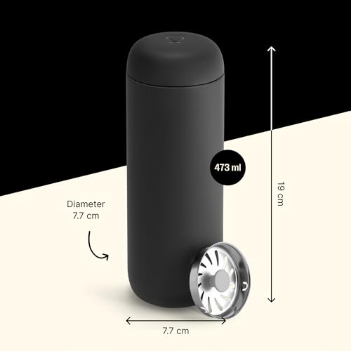 Fellow Carter Move Ceramic Lined Travel Mug 16 oz - Matte Black, Leak-Proof Lid