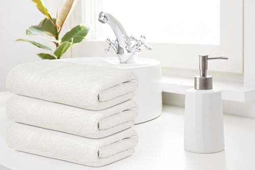 24x48 Inch White Cotton Bath Towels Bulk Pack of 12 - Quick Dry & Soft
