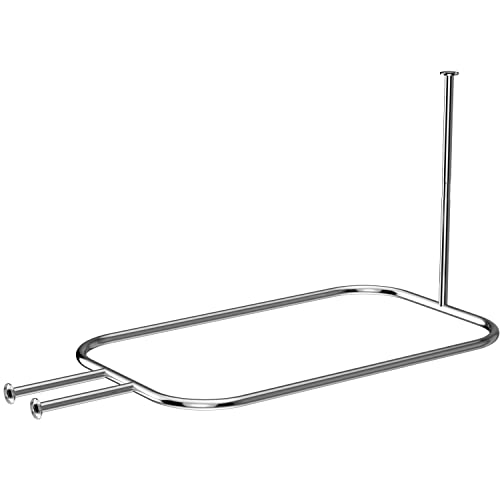Sikaiqi Square Aluminum Shower Curtain Rod 58.3x24 Inches Rustproof Heavy Duty for Clawfoot & Freestanding Tubs