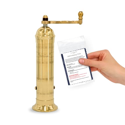 Greek-Style Brass Pepper Mill - 8 Inch Refillable Hand Grinder