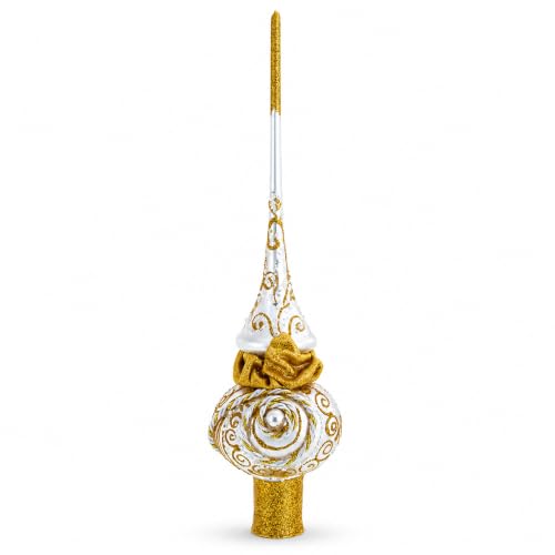 BestPysanky Handmade Christmas Tree Topper with Twisted Rope & Bow, 11 Inches