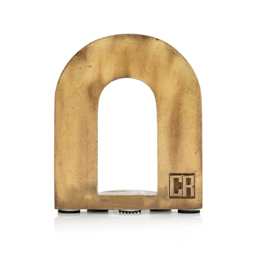 Cast Iron Brick Arch Bookends Set - Antique Brass Decor for Shelves