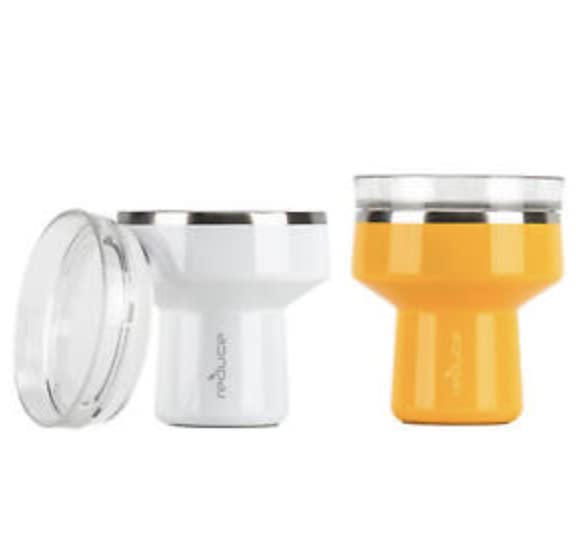 REDUCE 12 oz. Vacuum Insulated Stainless Steel Saltini Tumbler, 2 Pack (Yellow & White)