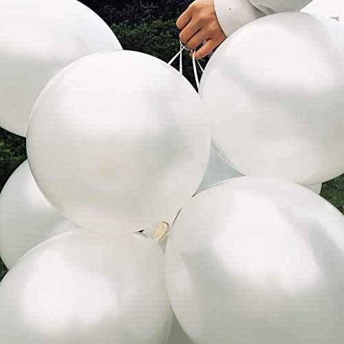 Fayoo White Balloons, 12 Inch White Metallic Balloon Party Decoration for Baby Shower, Christmas Decorations, Birthdays, Bridal Shower, Valentine¡¯s Day, Graduation 100 Pcs 3.2g