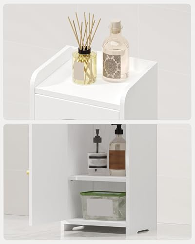 White Bathroom Corner Storage Cabinet 7.9 x 9.8 x 29.5 inches with 2 Doors