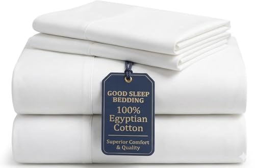 Good Sleep Bedding Full Size Egyptian Cotton Sheets Set - White, 4 Piece, Model 01