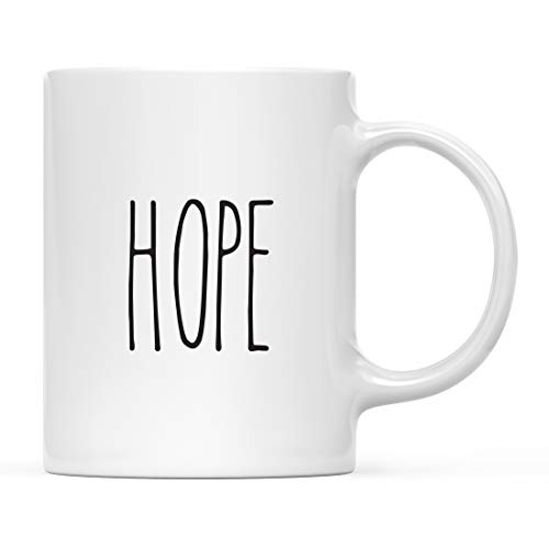 Andaz Press Hope Mug 11oz - Rustic Farmhouse Ceramic Coffee Tea Cup in Gift Box