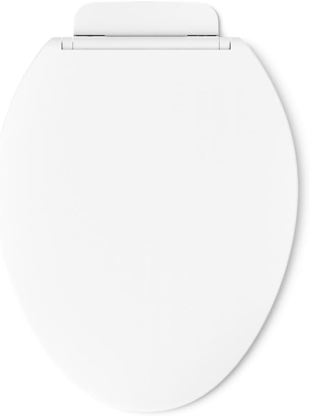 KOHLER K-27332-0 Glissade ReadyLatch Quiet Close Round Toilet Seat, White, Grip-Tight Hardware, Quiet Close Lid Prevents Slamming