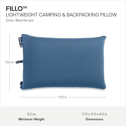 NEMO Fillo Camping Pillow Blue Horizon / Ombre Blue - Ultra-Soft, Packable, Adjustable Support