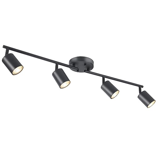 BoostArea 4-Light Black LED Track Lighting Kit, Rotatable Ceiling Spotlights