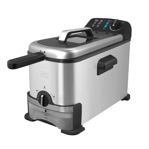 Kalorik 3 Quart Deep Fryer with Oil Filtration Adjustable Temp Dishwasher-Safe Basket