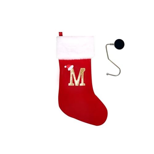 20 Inches Monogrammed Christmas Stockings with Letters,Super Soft Christmas Stockings Large Monogram Stockings Red Letter Stockings for Christmas Holiday Xmas Gift¡¦