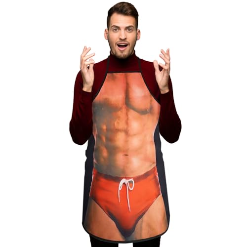 UV-BANS Funny Apron Muscleman Gag Gift for Men & Grilling | White Elephant Christmas Gift
