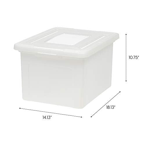 IRIS USA 4-Pack 35 Qt. Letter File Box with Lid, Pearl