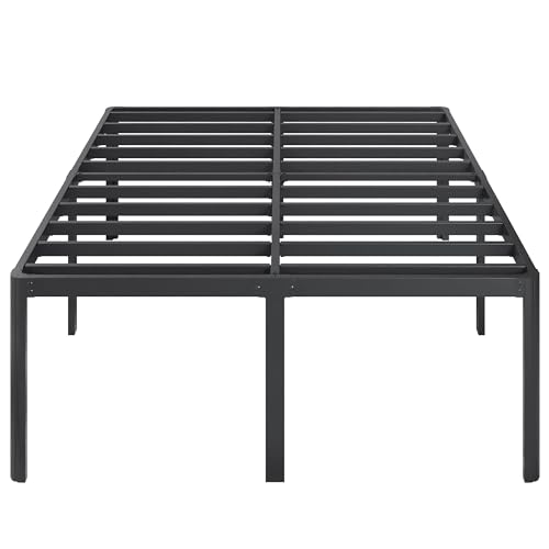 Full Size Metal Bed Frame 22 Inch High Platform Bed with Rounded Legs, Noise-Free, Easy Assembly, Black