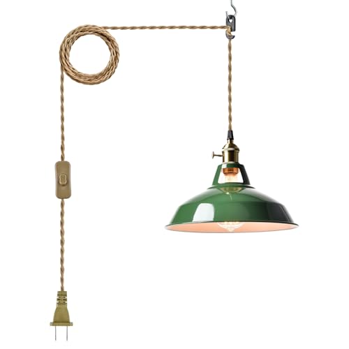 YUBOLE Modern Green Plug-in Pendant Light Macaron Kitchen Hanging