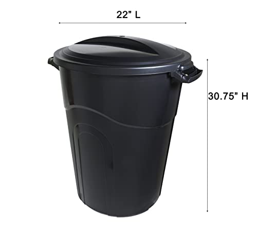 Outdoor 32 Gallon Garbage Can Pack of 2 Black Non-Wheeled with Locking Lid