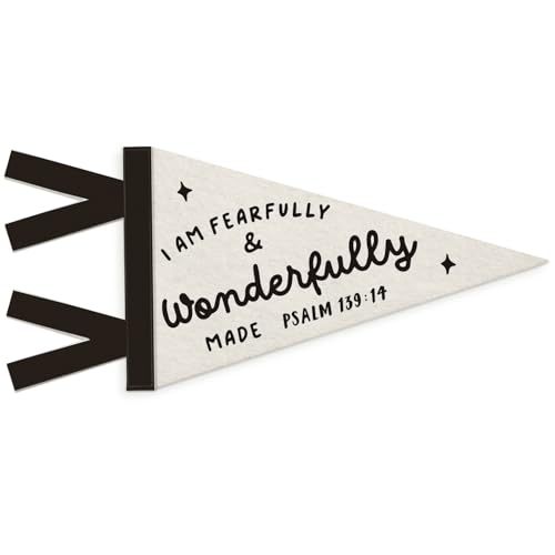 Kids Room Decor, I Am Fearfully and Wonderfully Made Christian Wall Hanging Pennant Flag Banner, Bible Verse Wall Decorations for Boys Girls Toddler Nursery Room Bedroom Playroom Decor