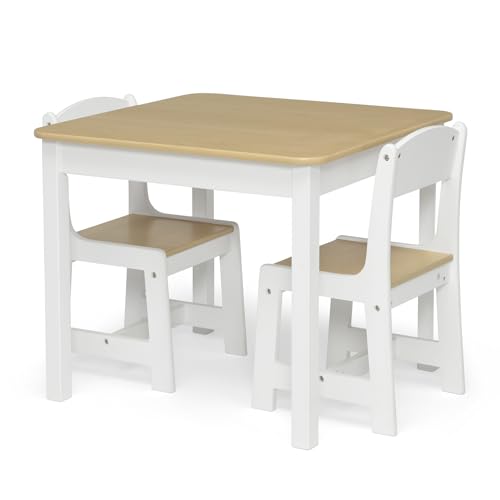 Delta Children MySize Kids Wood Table & 2 Chairs Set Bianca White/Natural