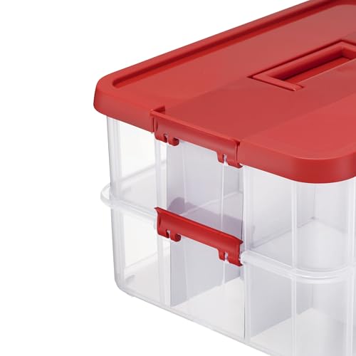 Tribello 2-Layer Christmas Ornament Storage Box Plastic - 24