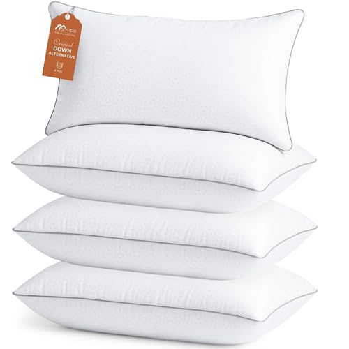 Sasttie 4 Pack King Size Supportive Down Alternative Pillows - Hotel Quality, Machine Washable