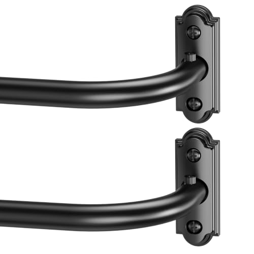 YaFex Heavy Duty Black Curtain Rod 2 Pack, Adjustable 32-86 Inch for Windows