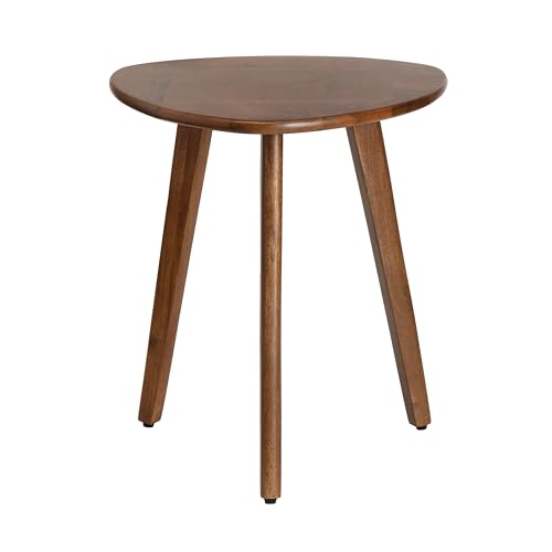 MH London Walnut Triangle Side Table - Handcrafted Small Nightstand for Living Room & Bedroom