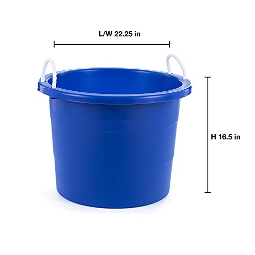 2-Pack Blue Rope Handle Storage Tubs 19 Gallon Heavy Duty Plastic Bins