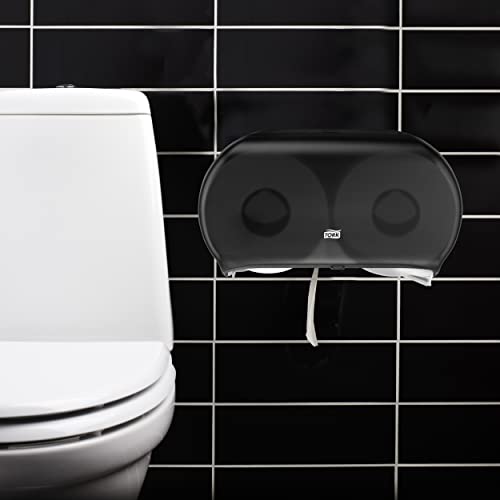 Twin Jumbo Toilet Paper Dispenser Smoke T22 - High Capacity with Lock & See-Through Window