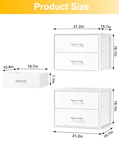 Fixwal Closet Drawers for Clothes, 2 Pack, 4 Stackable, 21.2" Wide