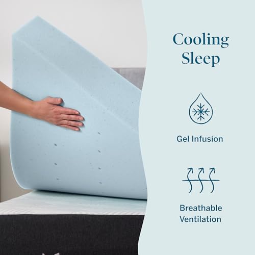 LUCID 4 Inch Blue Gel Cooling Memory Foam Mattress Topper Twin XL