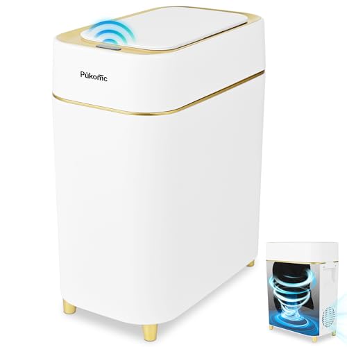 Pukomc 2.3 Gallon Automatic Sensor Trash Can - Space-Saving Compact Design