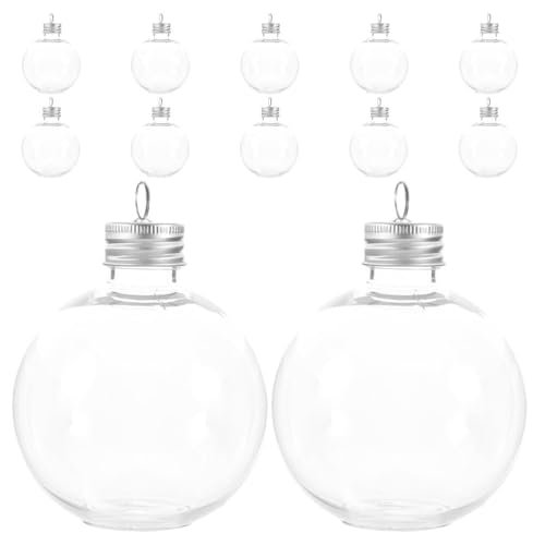 Cabilock 12 Clear Ornament Bottles with Silver Caps & Rings – Holiday Decorations