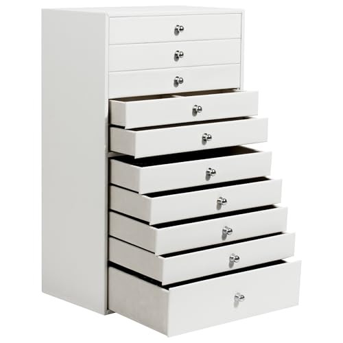 GUKA White 10-Layer Large Jewelry Storage Box, Organizer for Rings Earrings Watches