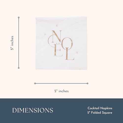 Bonjour F?te Noel Cocktail Paper Party Napkins | 3-Ply Fancy Napkins for Christmas, Holiday, and Birthday Decorations | Small Napkins | Gold Foil, Pack of 20, 5" Folded | Premium Party Supplies