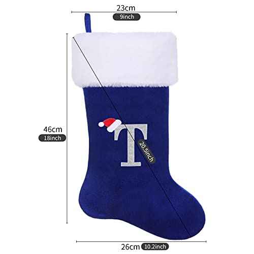 20.5Inches Monogram Embroidered Letter Christmas Stocking Personalized Super Soft Christmas Stocking Hanging Decorations(K)