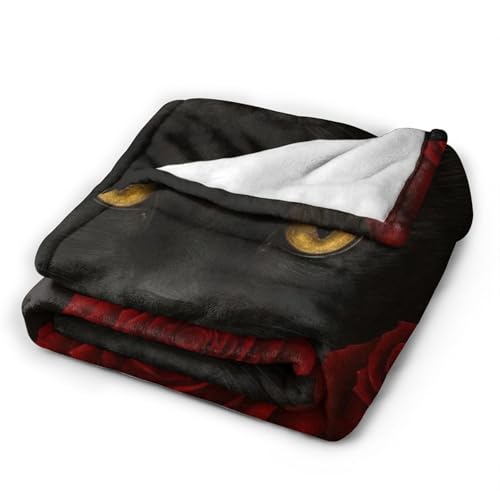 Black Cat Throw Blanket 60x80in Gothic Cozy Flannel for Sofa & Bedroom - Dark Aesthetic Gift