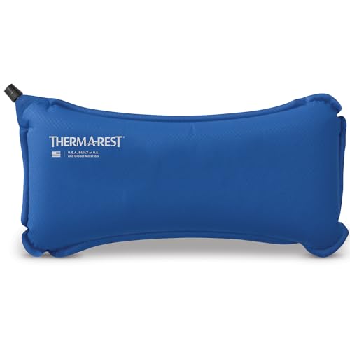 Therm-a-Rest Nautical Blue Self-Inflating Lumbar Travel Pillow for Airplane & Car