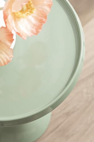 Kate and Laurel Sanzo Green Modern Round Metal Pedestal Table 9x9x23 - Indoor Plant or Drink Stand