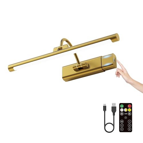 Craftersmark 16-Inch Brass Wireless Wall Light with Remote - Battery Operated Artwork Illumination - Variant: Brass / 16 Inch / 1 Battery