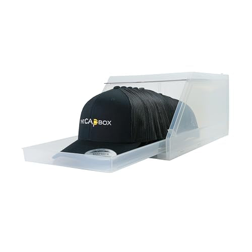 Clear Hat Organizer for Baseball Caps - Stackable, Sliding Tray, 2 Pack by THE CAP BOX