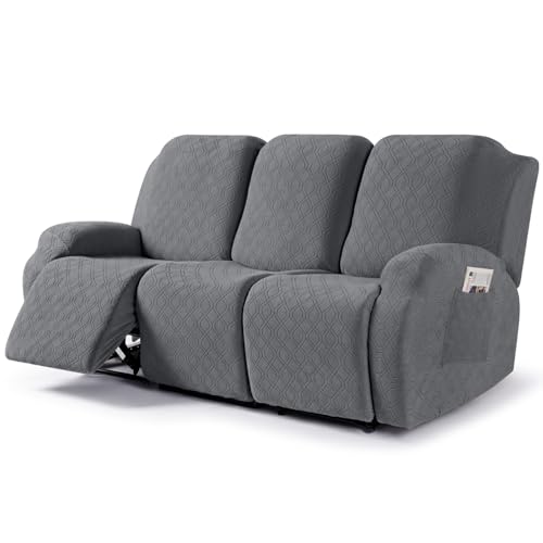 VANSOFY Stretch Recliner Couch Cover, Slipcover, Dark Gray, 3 Seater