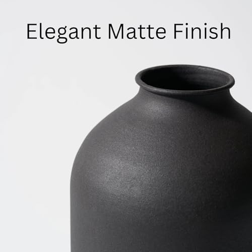 Large Matte Black Vase for Flowers - 8.6in Tall, Modern Home Decor - Variation of THIS listing: Black