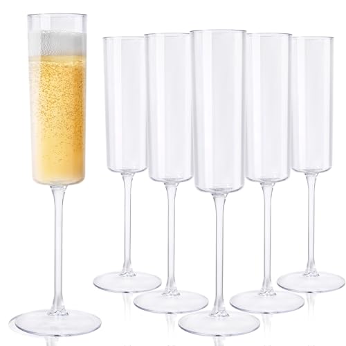 Ciaell 24 Pack 6 oz Clear Plastic Champagne Flutes for Weddings & Celebrations