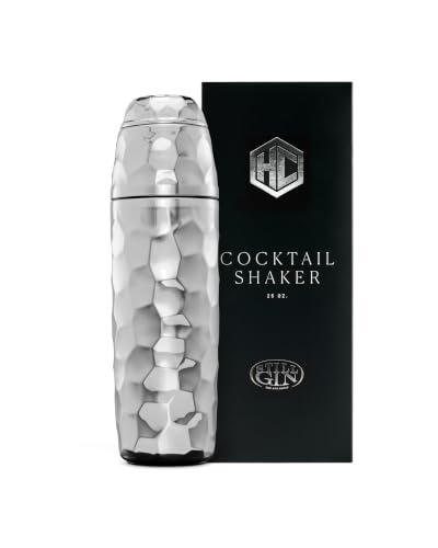 HexClad 25 oz Chrome Vacuum Insulated Cocktail Shaker with Jigger & Strainer