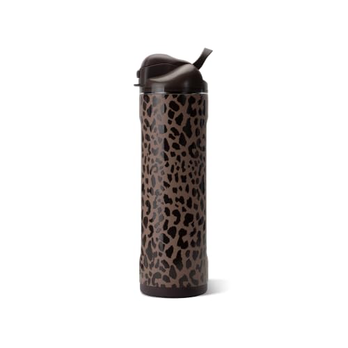 Insulated 24oz Water Bottle with Straw & Chug Lid - Brown Leopard Variation