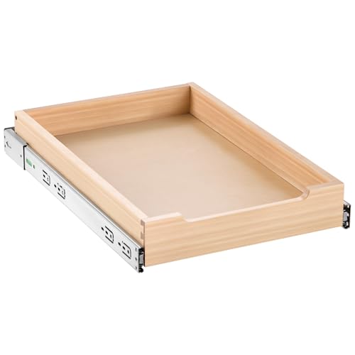 1 Tier Pull Out Cabinet Organizer - 14 x 21 Inches Wooden Shelf with Soft Close Slides