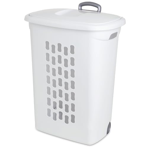Sterilite 3-Pack Ultra Wheeled Laundry Hamper with Flip-Top Lid, White