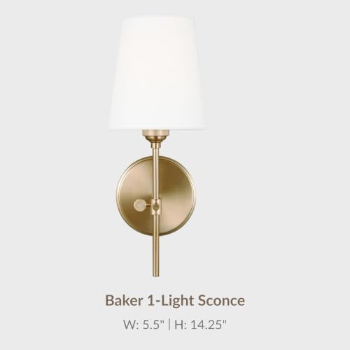 Generation Lighting Baker 1-Light Satin Brass Wall Sconce - Classic Bathroom Fixture